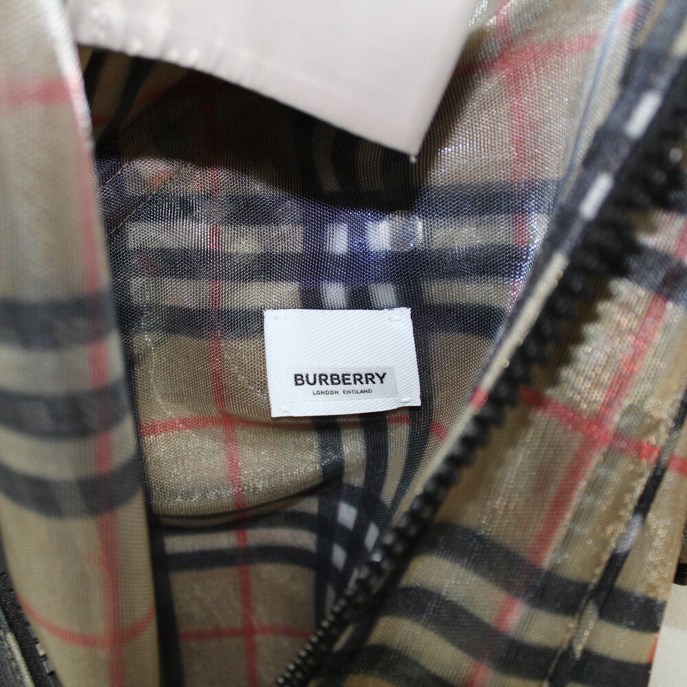 Burberry Nova Check Mesh Plaid Transparent Long Jacket - Picture 16 of 16